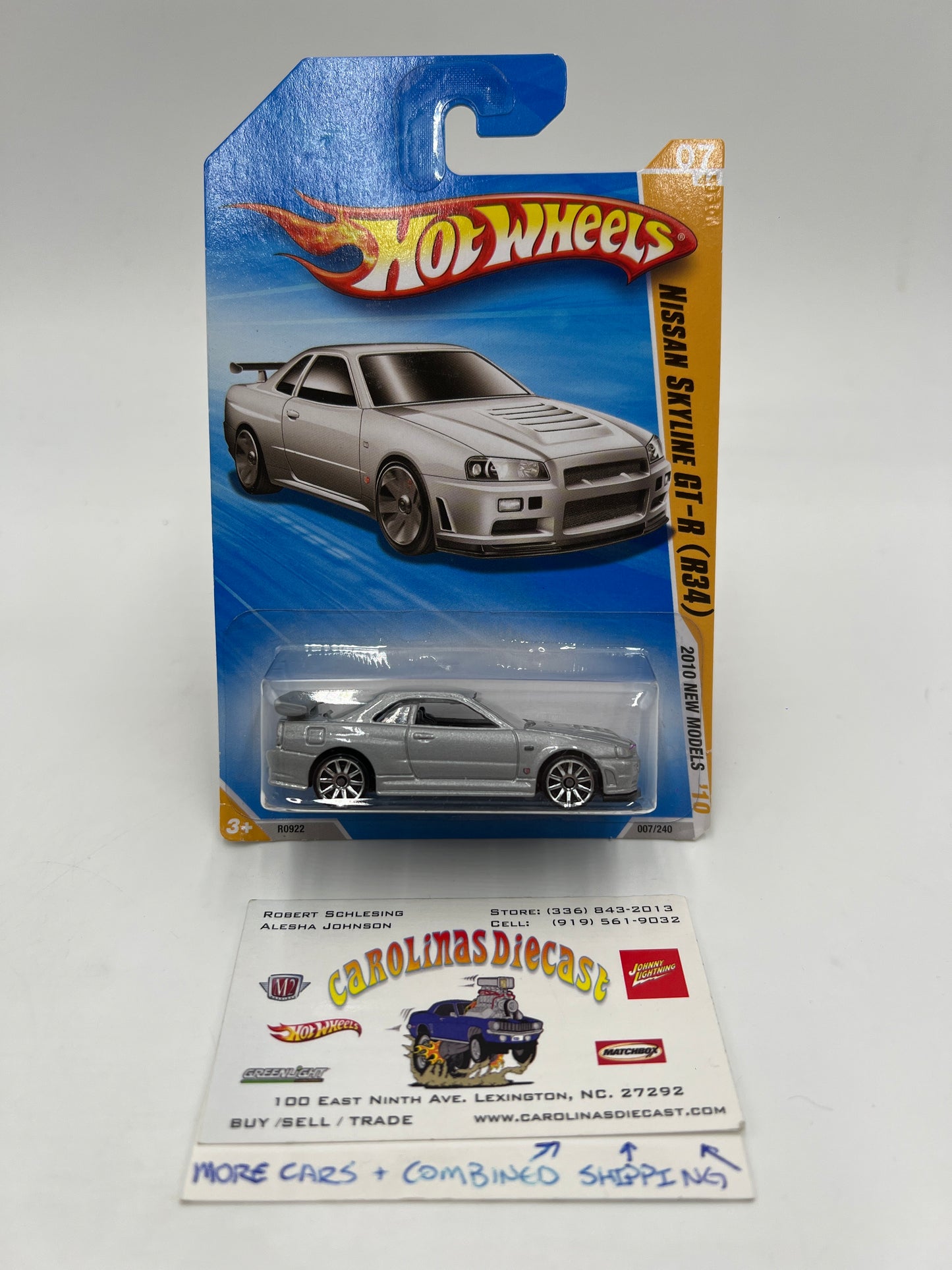 2010 Hot Wheels New Models #7 Nissan Skyline GT-R R34 Silver W/Protector