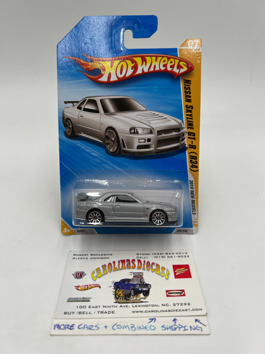 2010 Hot Wheels New Models #7 Nissan Skyline GT-R R34 Silver W/Protector