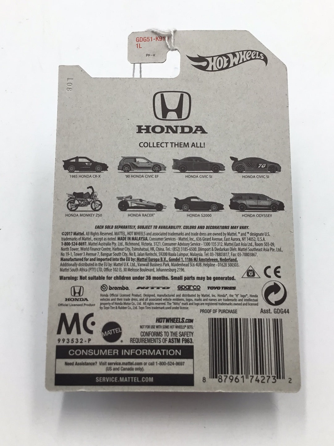 Hot wheels Honda series Honda Racer 6/8 Walmart exclusive W2