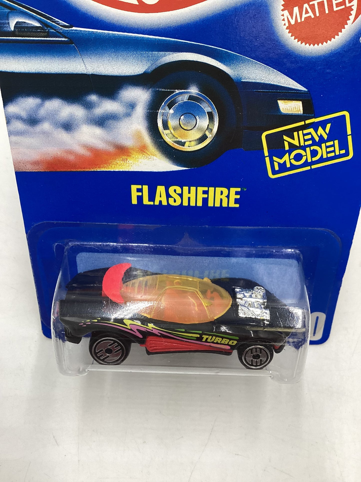 Hot Wheels Blue Card New Model Collector  No. 140 Flashfire Black UH Chrome Wheels 240G
