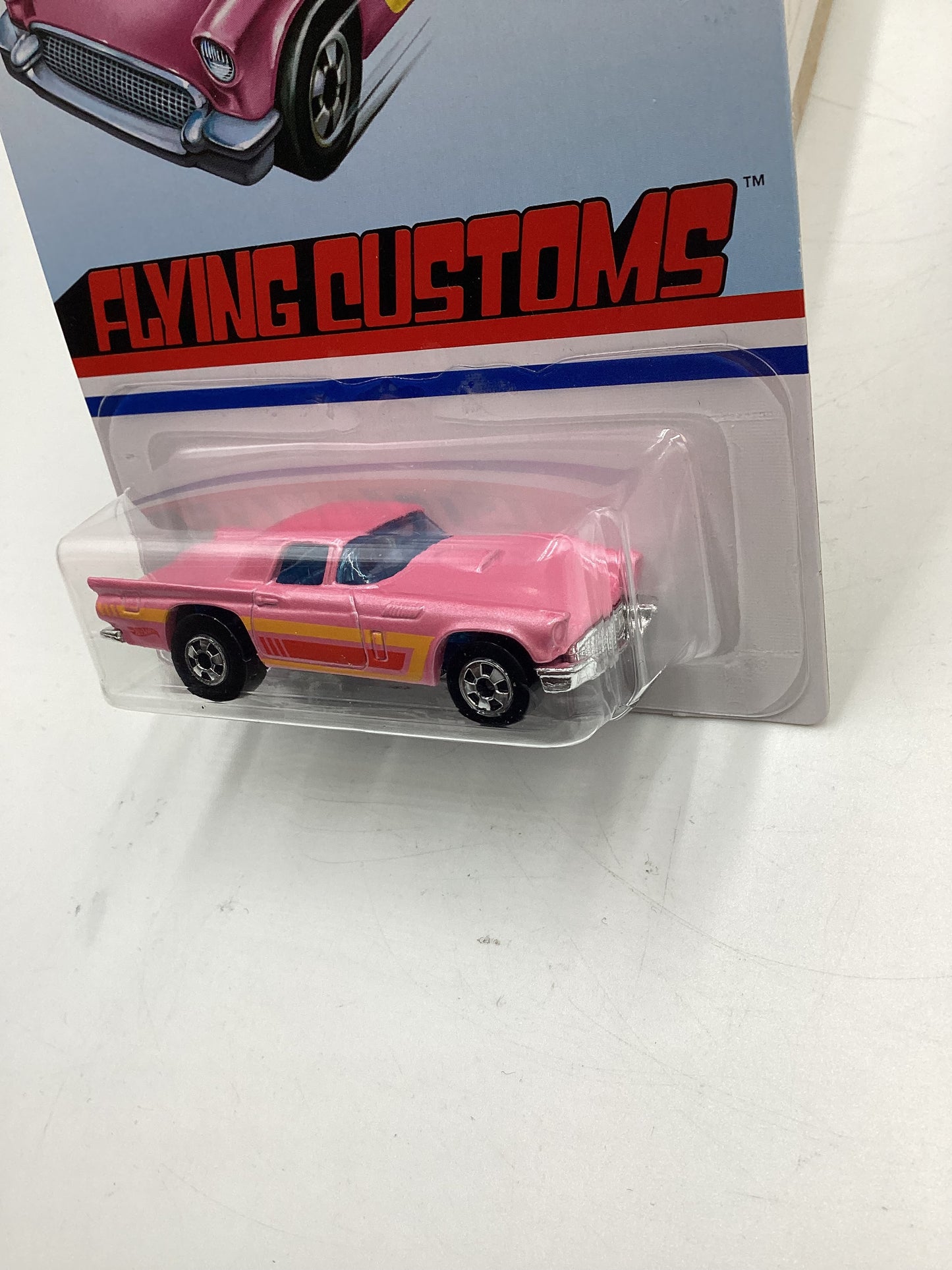 Hot Wheels Target Exclusive Flying Customs 57 T-Bird Pink Cracked Blister