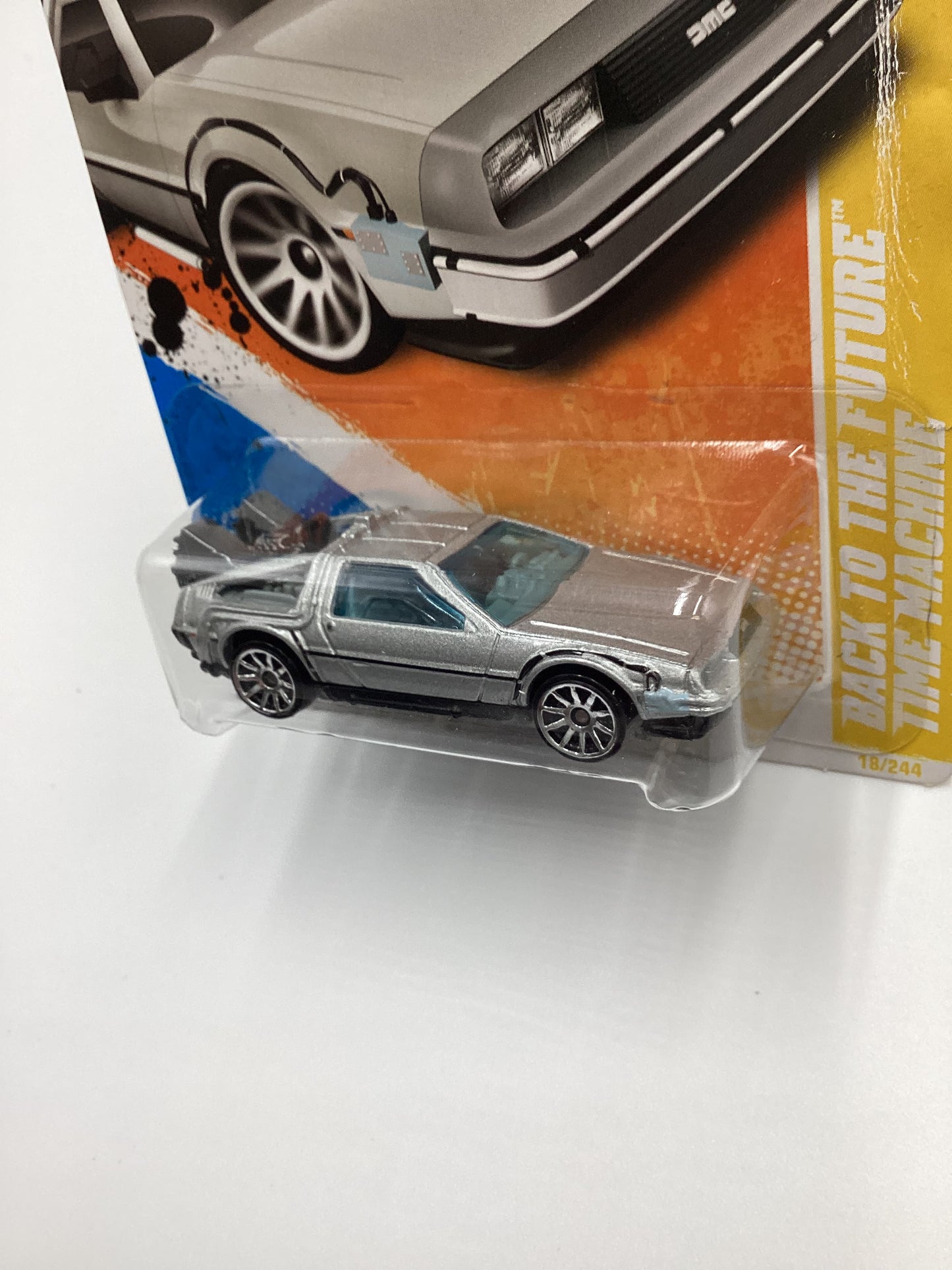 2011 Hot Wheels Back to the Future Time Machine Silver * Bad Card*