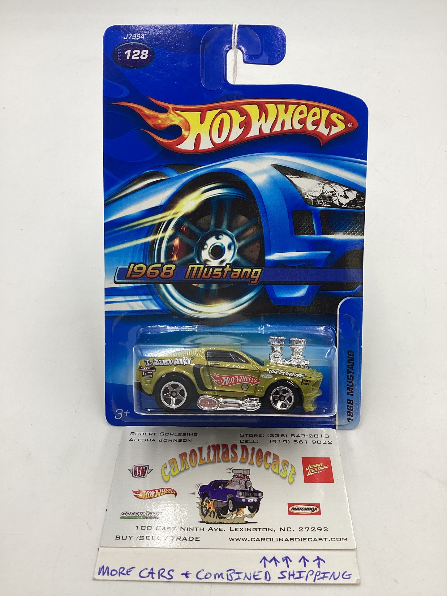 2006 Hot Wheels #128 1968 Mustang Tooned Green 24B