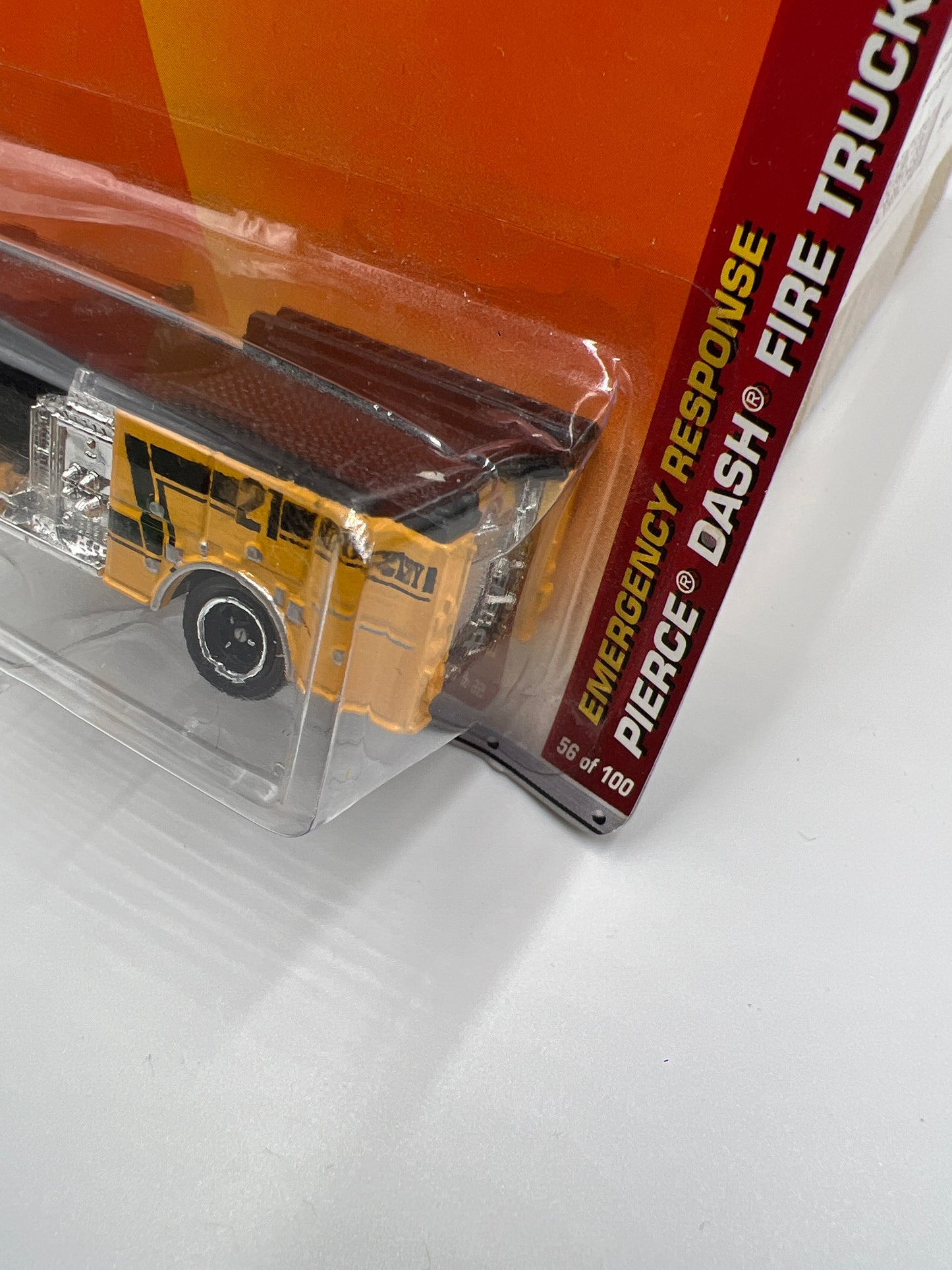 2010 Matchbox Emergency Response #56 Pierce Dash Fire Truck Yellow Cracked Blister 212B