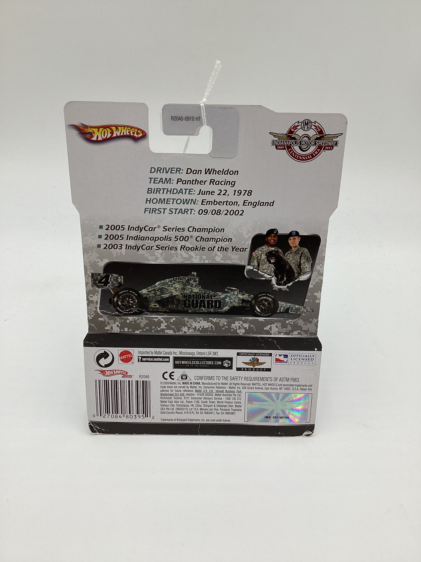 Hot Wheels Indy Card Series Dan Wheldon Indy Car National Guard SR