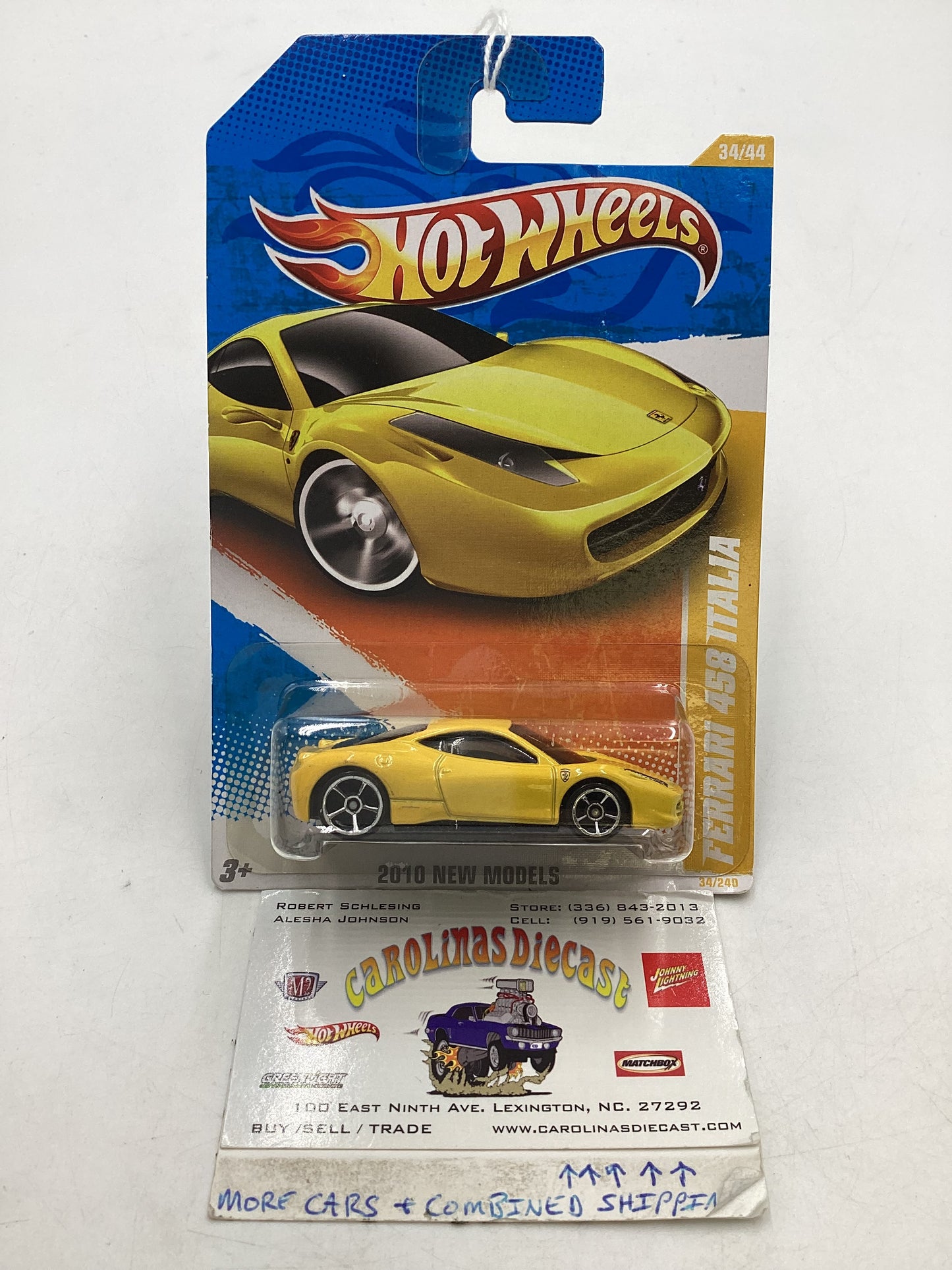 2010 Hot Wheels #34 Ferrari 458 Italia Yellow (SR)