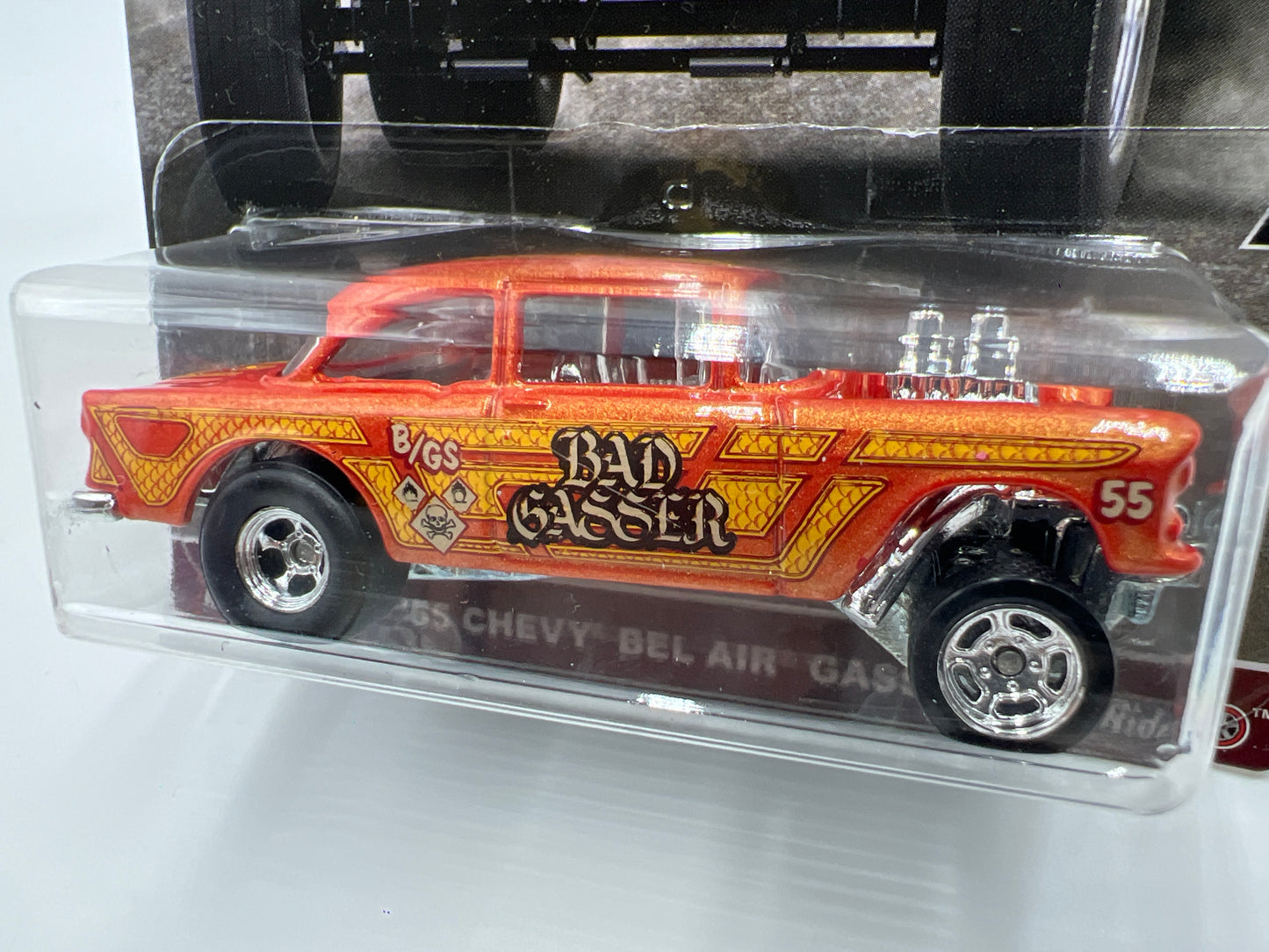 Hot Wheels Car Culture Redliners #4 55 Chevy Bel Air Gasser Orange W/Protector