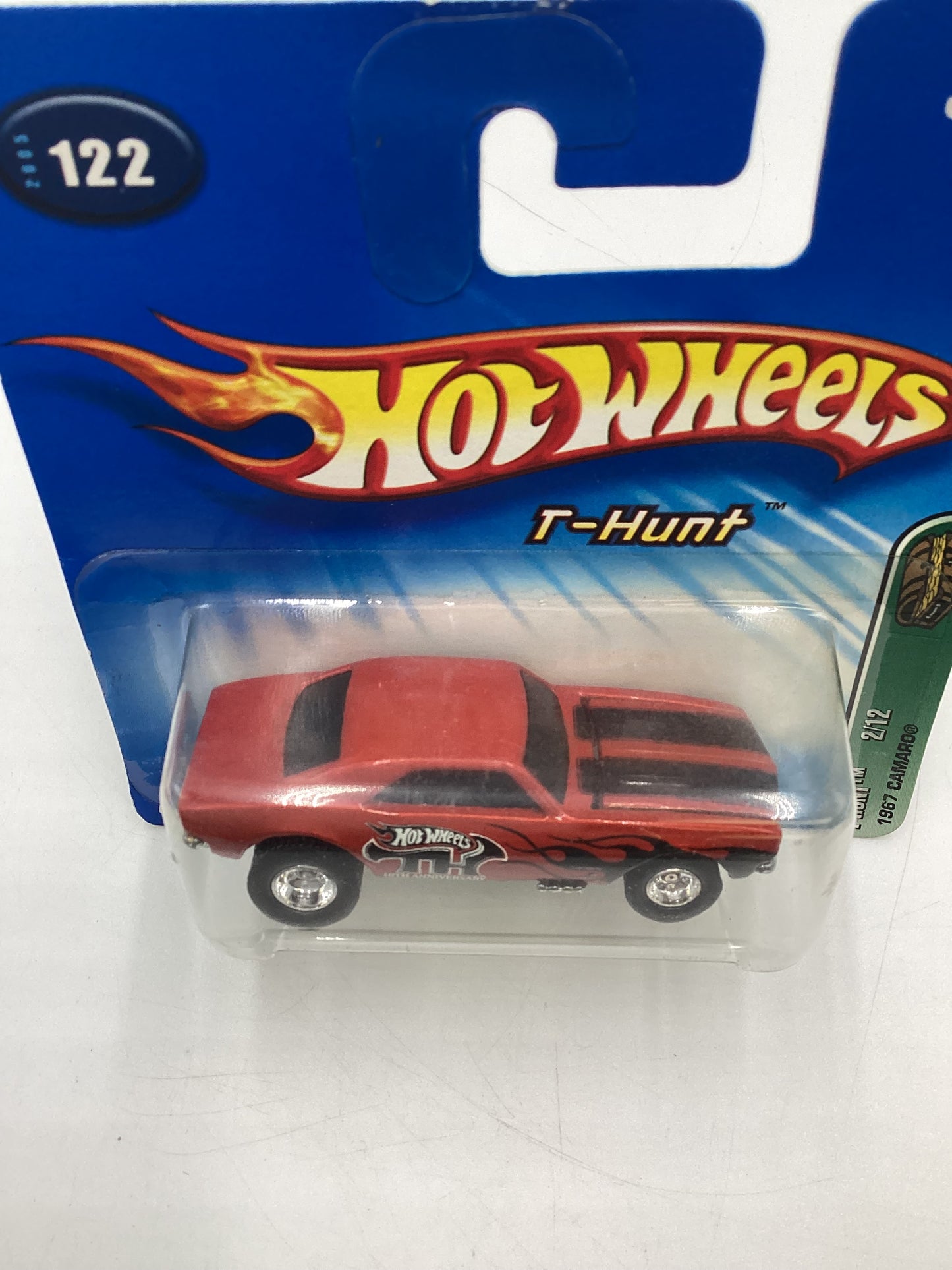 2005 Hot Wheels #122 Treasure Hunt 1967 Camaro Red Short Card W/protector