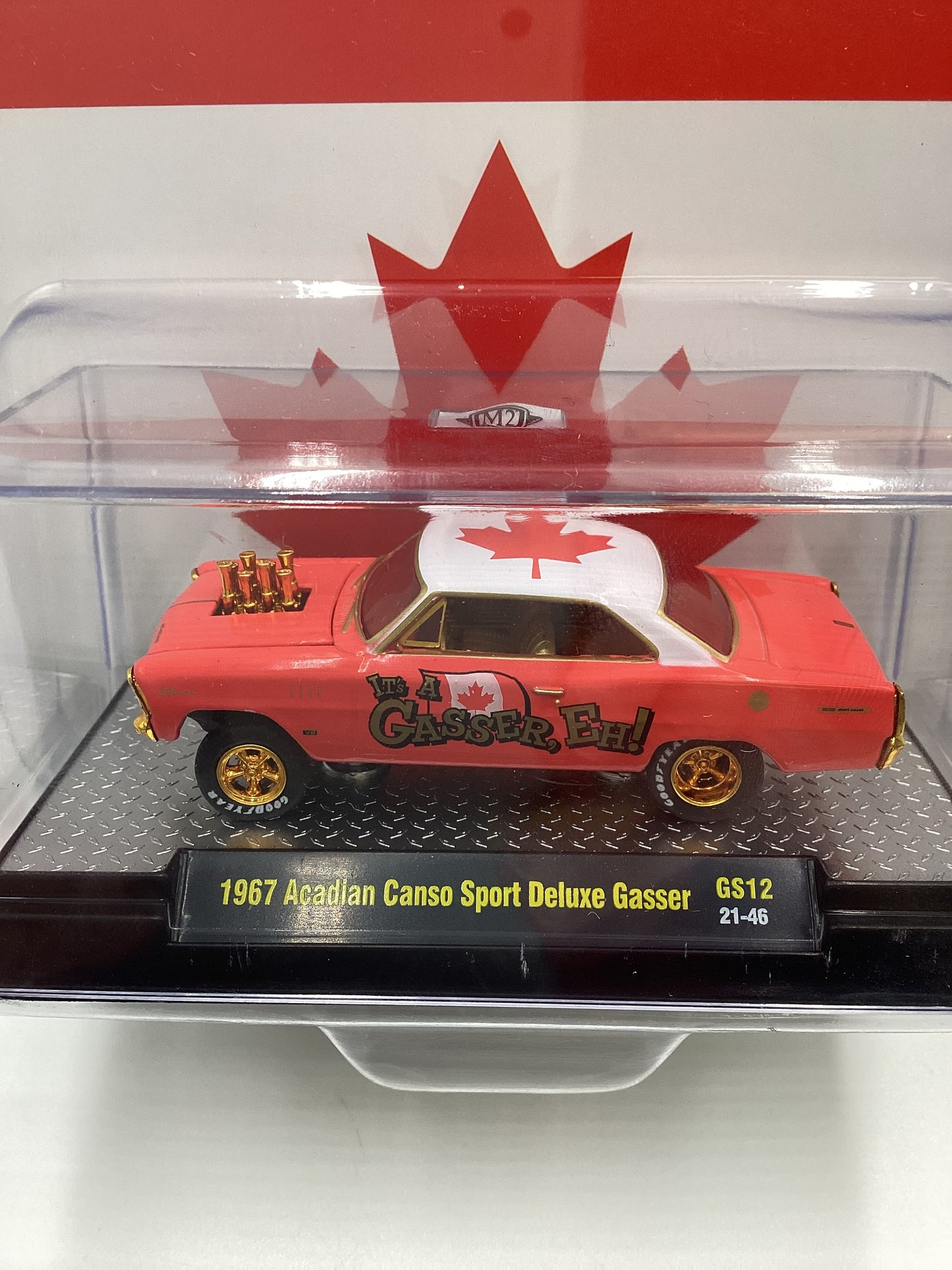 2022 M2 MACHINES ITS A GASSER 1967 ACADIAN CANSO SPORT DELUXE GASSER RED GS12 CHASE