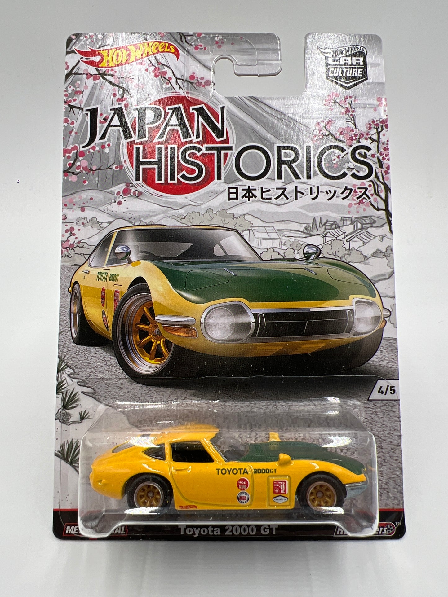 Hot Wheels Car Culture Japan Historics 1 #4 Toyota 2000 GT Yellow/Green W/Protector