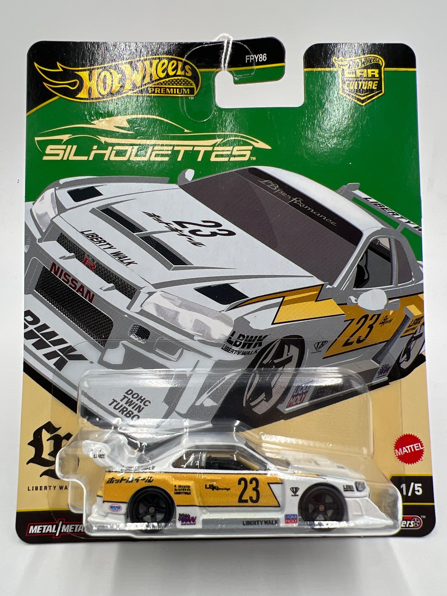 Hot Wheels Premium Car Culture Silhouettes #1 LB-ER34 Super Silhouette Nissan Skyline LBWK White 258C
