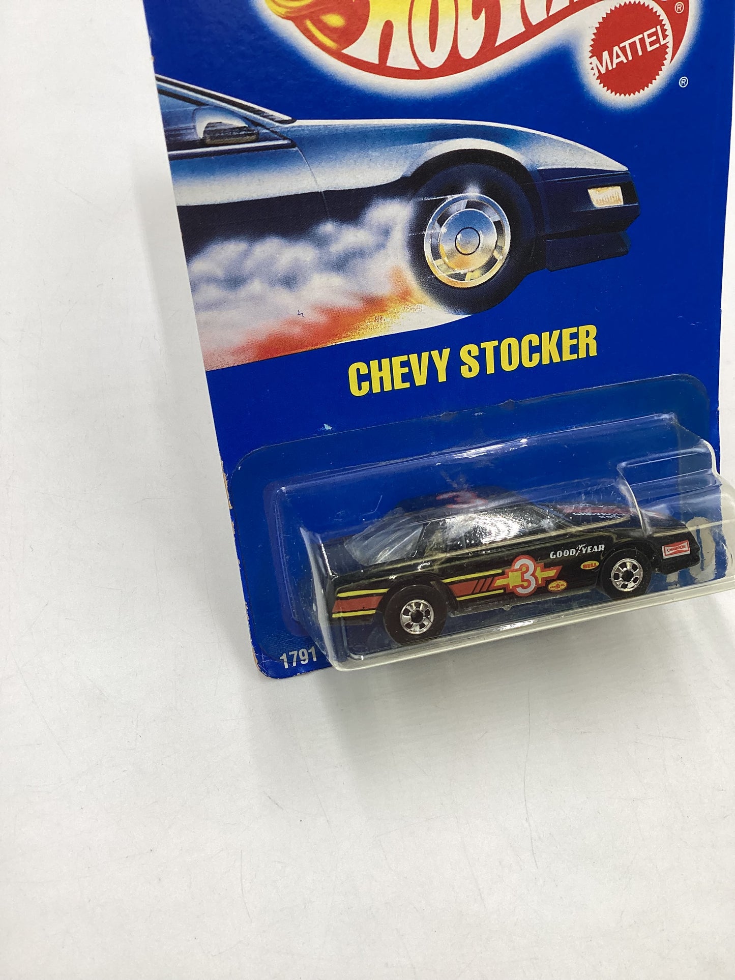 Hot Wheels Blue Card Collector No. 70 Chevy Stocker Black BW Wheels 240A