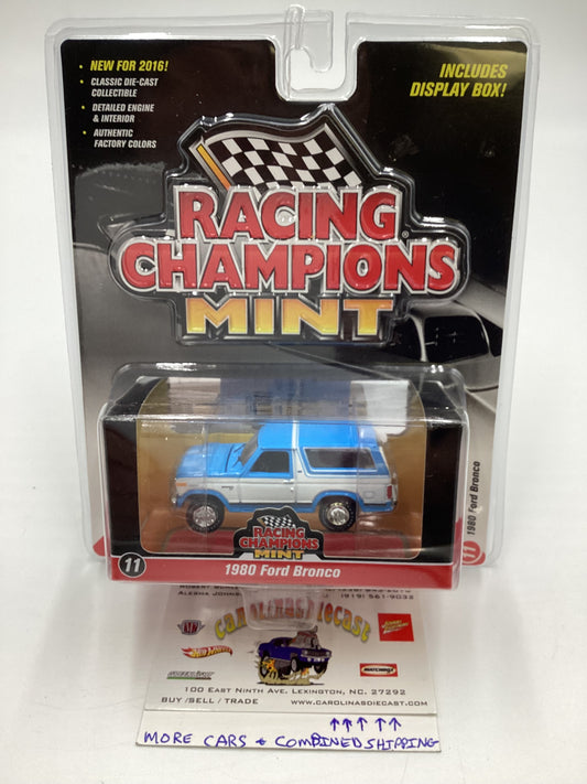 2016 Racing Champions Mint #11 1980 Ford Bronco Blue/White SR