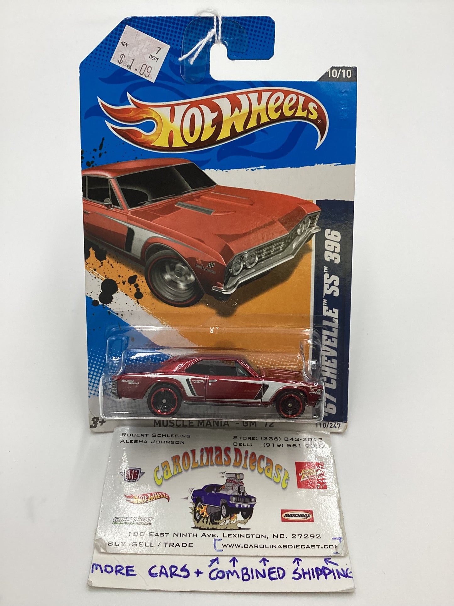 2012 Hot Wheels #110 67 Chevelle SS 396 Red