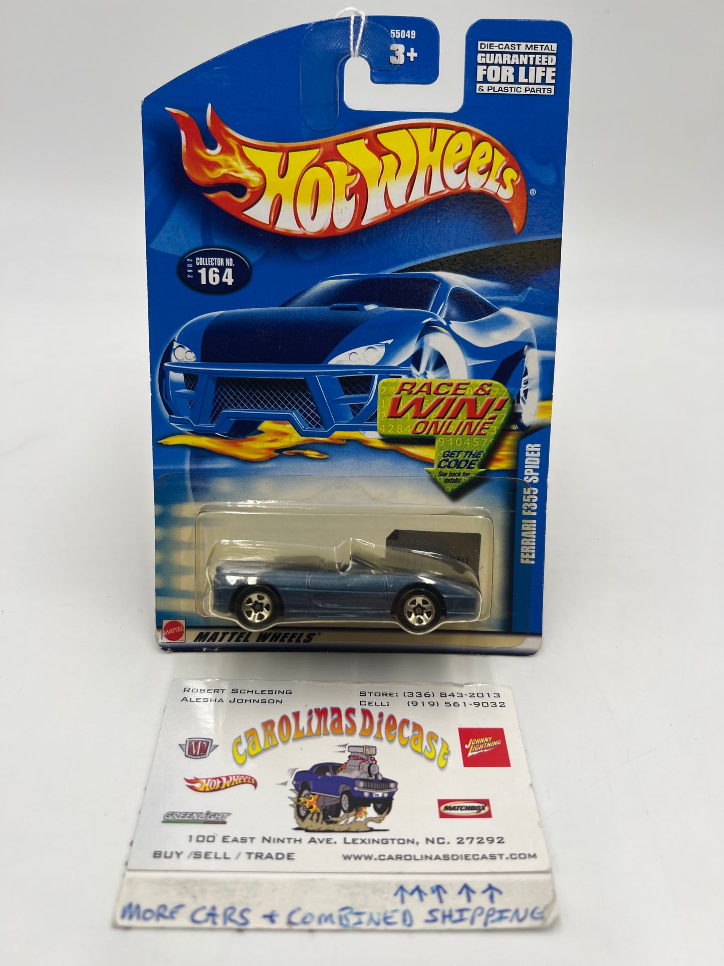 2002 Hot Wheels #164 Ferrari F355 Spider Blue *Yellowed Blister*