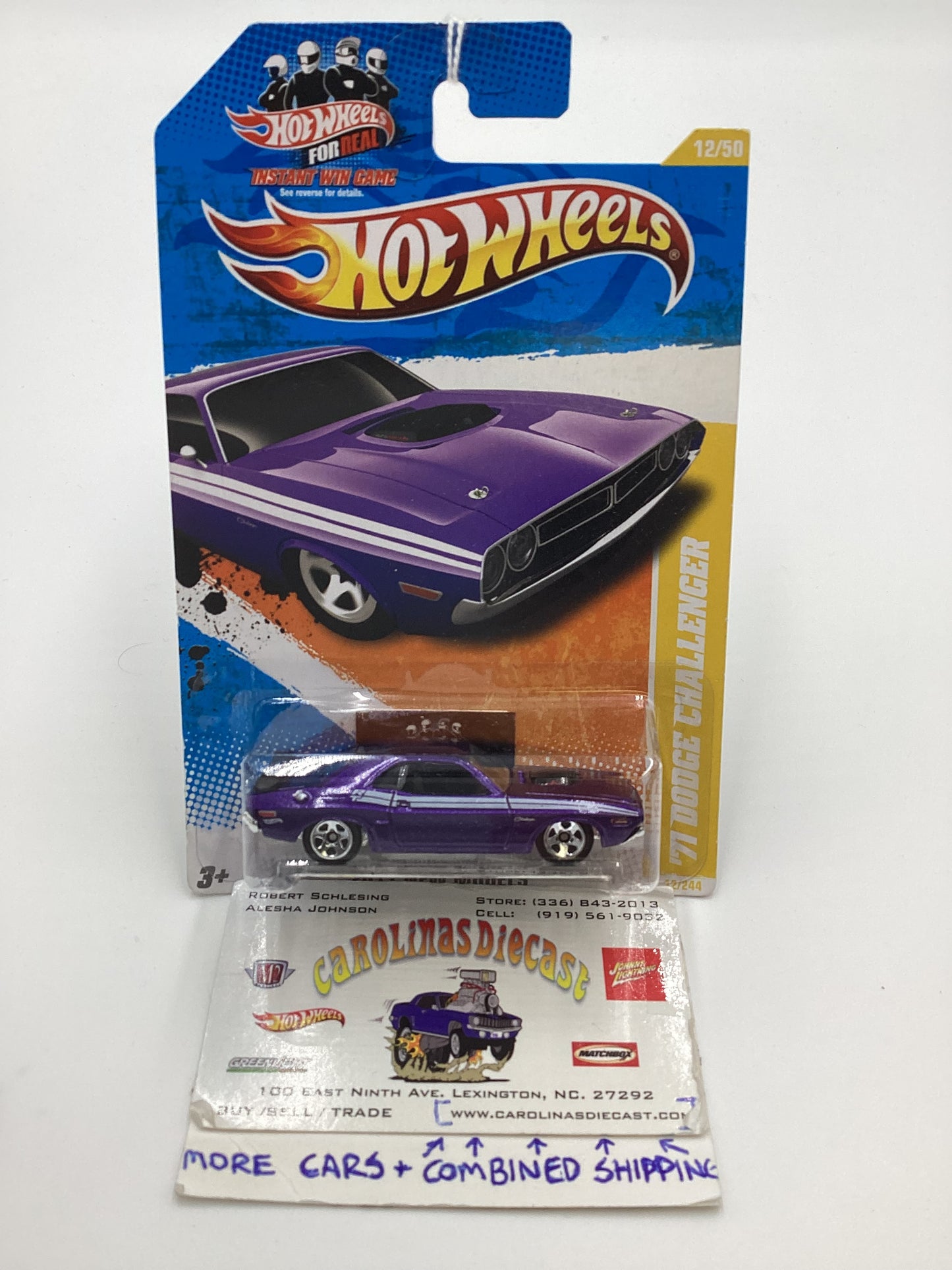 2011 Hot Wheels #12 71 Dodge Challenger Purple 56E