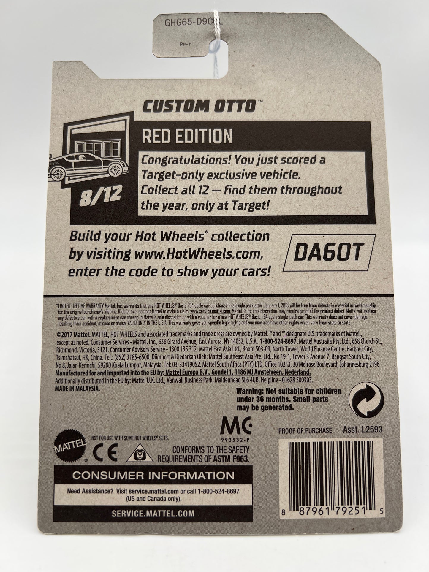 2020 Hot Wheels Target Exclusive Red Edition #173 Custom Otto Red 148i