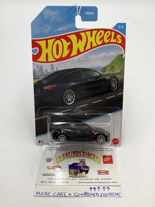 Hot Wheels Walmart Exclusive Luxury Sedans #3 Tesla Model 3 Black 158C