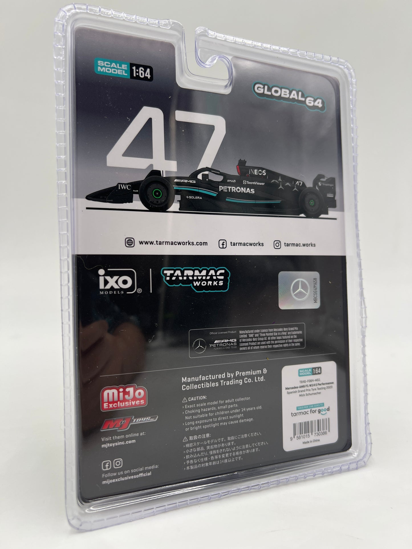 Tarmac Works x IXO Models Mijo Exclusives #F064 Mercedes-AMG F1 W14 E Performance Mick Schumacher SGP 2023 238E