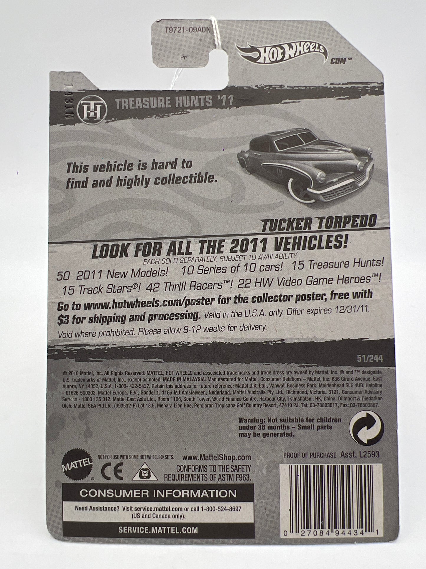 2011 Hot Wheels Treasure Hunts #51 Tucker Torpedo Green/Black 277J