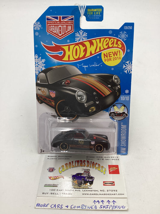 2016 Hot wheels Target Snowflake card #120 Porsche 365A Outlaw Black 238B *Vein on Back*