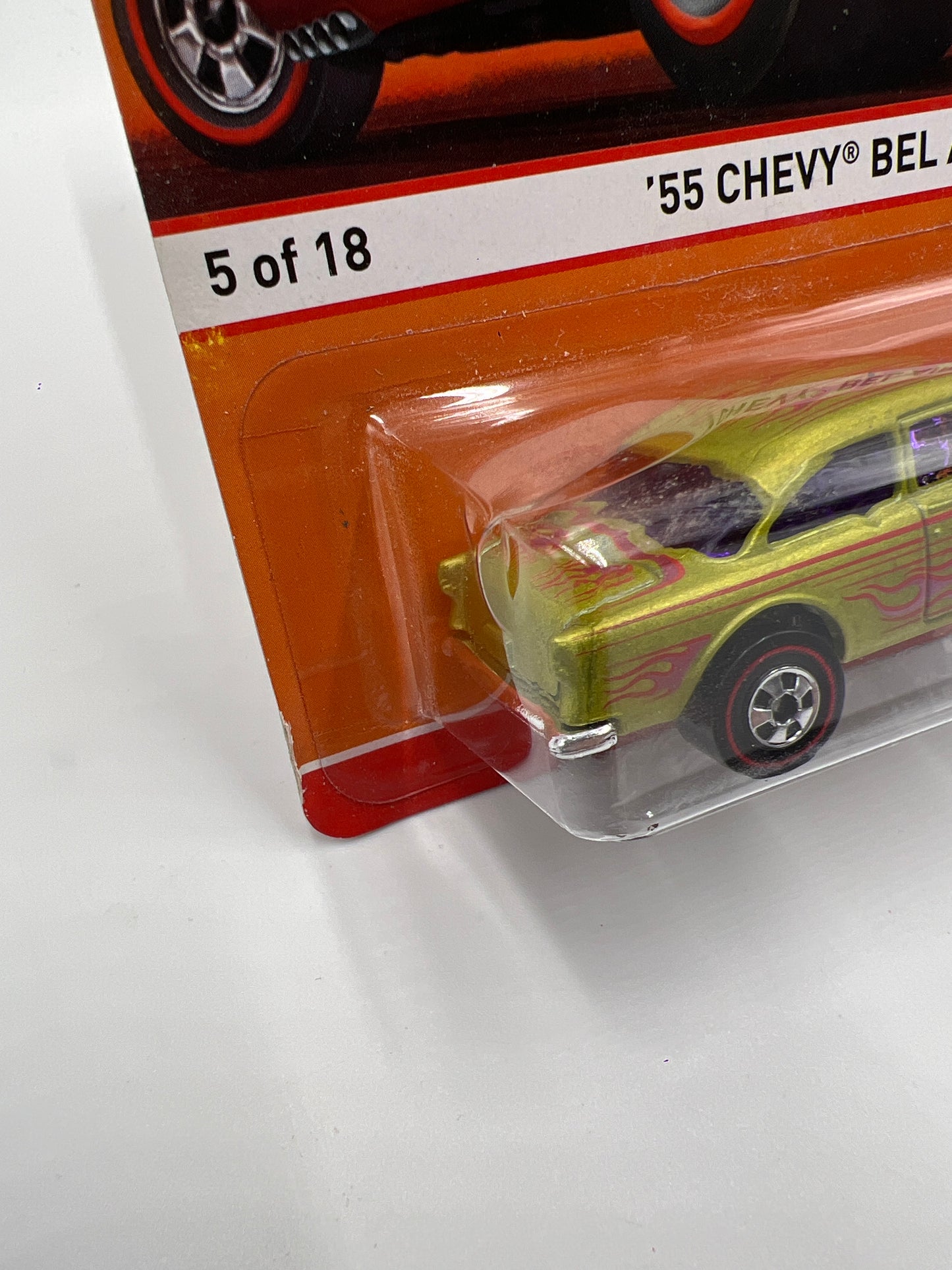 Hot Wheels Heritage Redline #5 55 Chevy Bel Air Gasser Green W/Protector