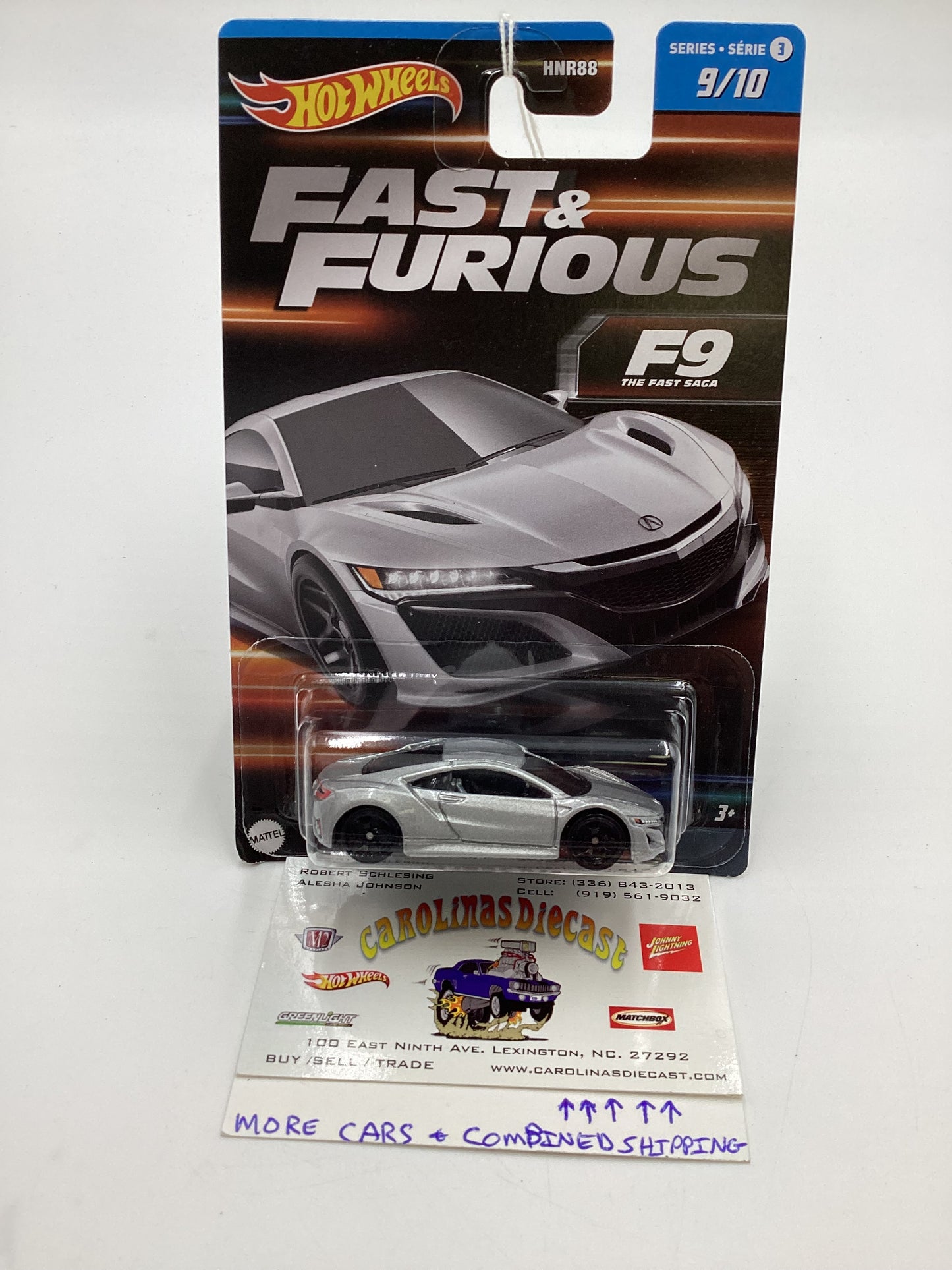 2023 Hot Wheels Fast and Furious Series 3 #9 17 Acura NSX Silver 74C