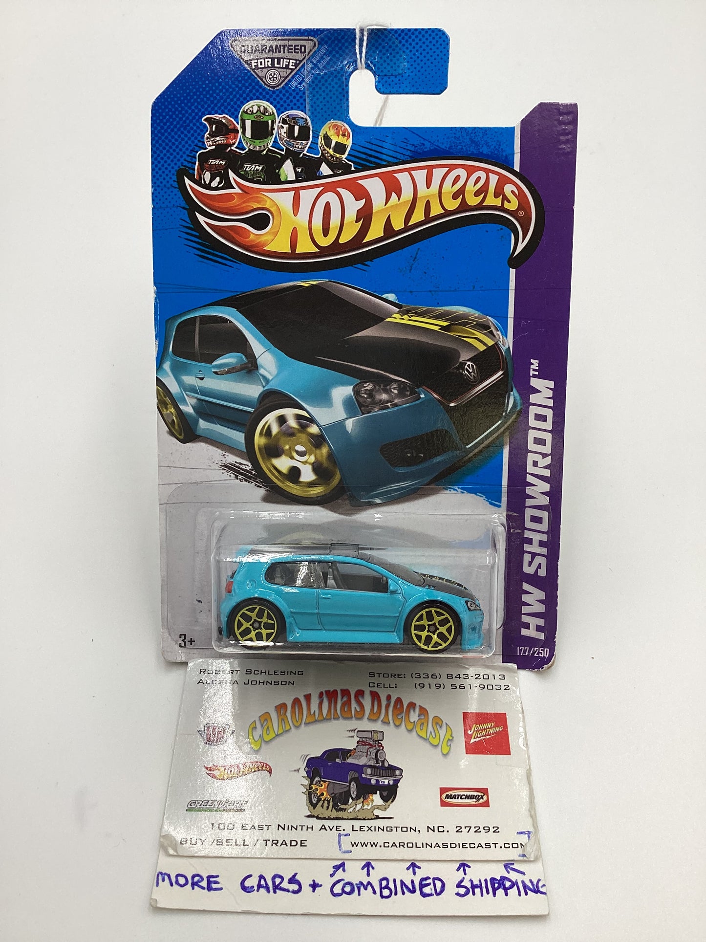 2013 Hot wheels #177 Volkswagen Golf GTI Light Blue 96B