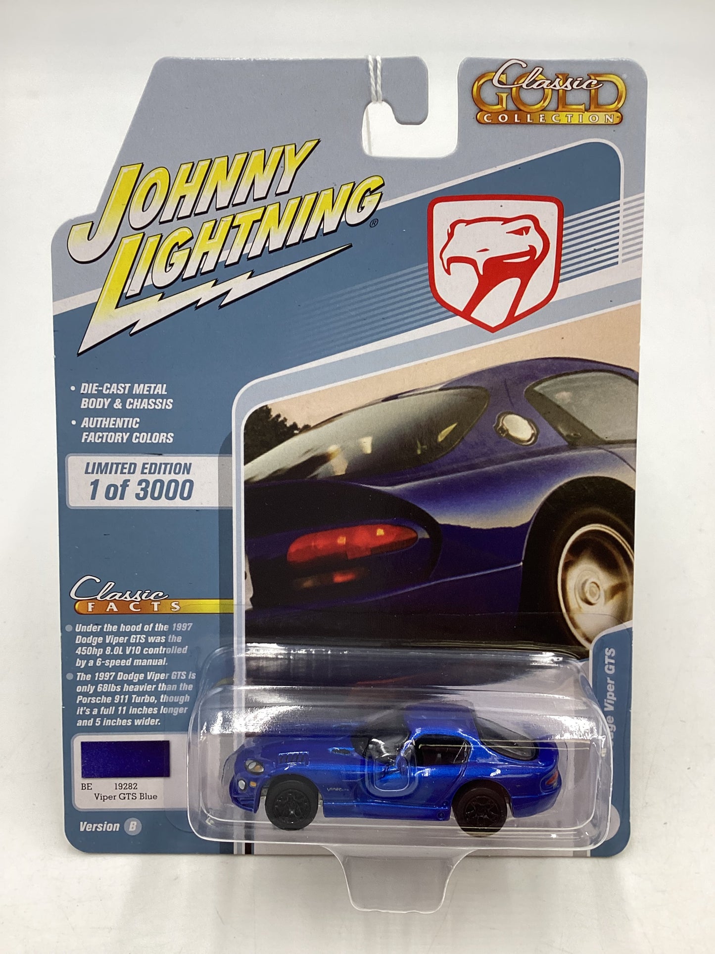 Johnny Lightning Classic Gold Collection Dodge Blue 1997 Dodge Viper GTS 227G