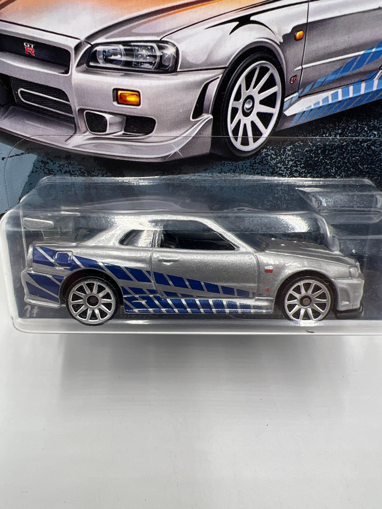 Hot Wheels Fast and Furious #3 Nissan Skyline GT-R BNR34 Silver W/Protector