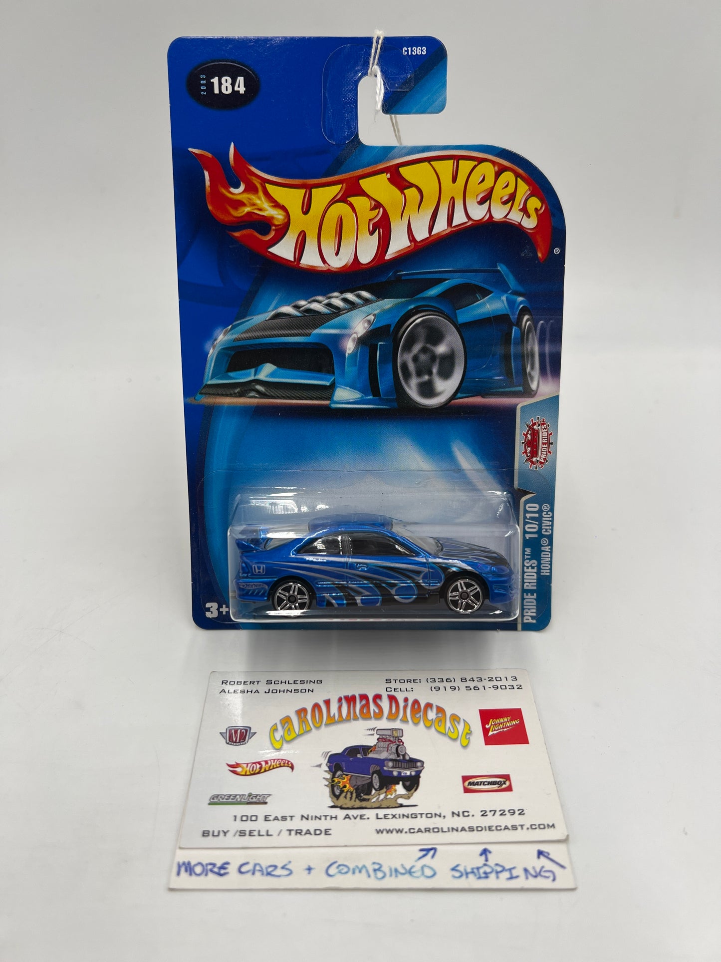 2003 Hot Wheels Pride Rides #184 Honda Civic Blue 78A
