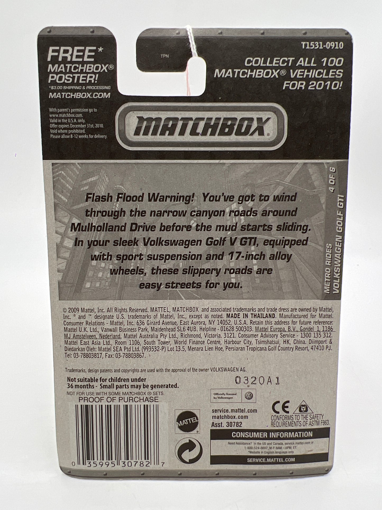 Matchbox Metro Rides #28 Volkswagen Golf V GTI Green 217D