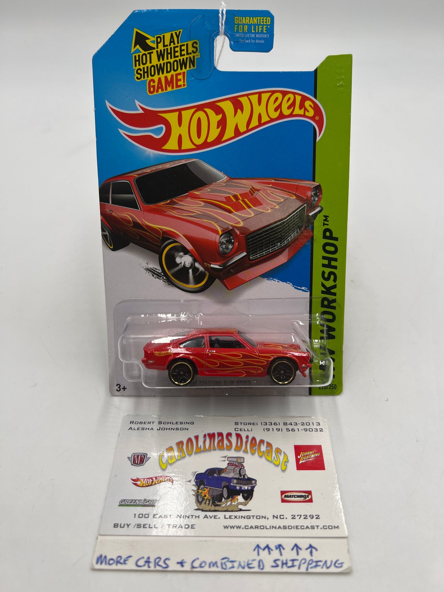 2014 Hot Wheels Workshop #220 Custom V8 Vega Red Vein Top Back 6H