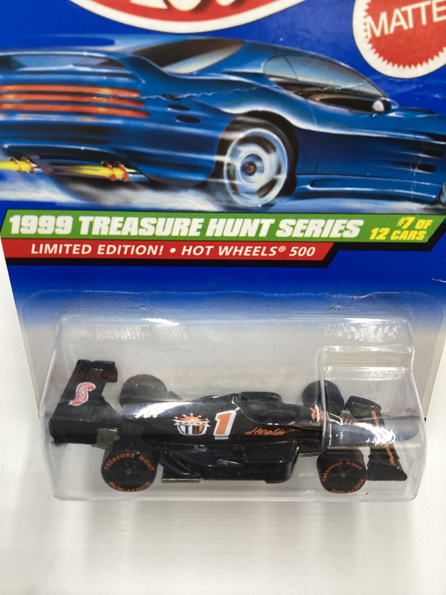 1999 Hot Wheels Treasure Hunt Series #935 Hot Wheels 500 Black - Bad Card 273C