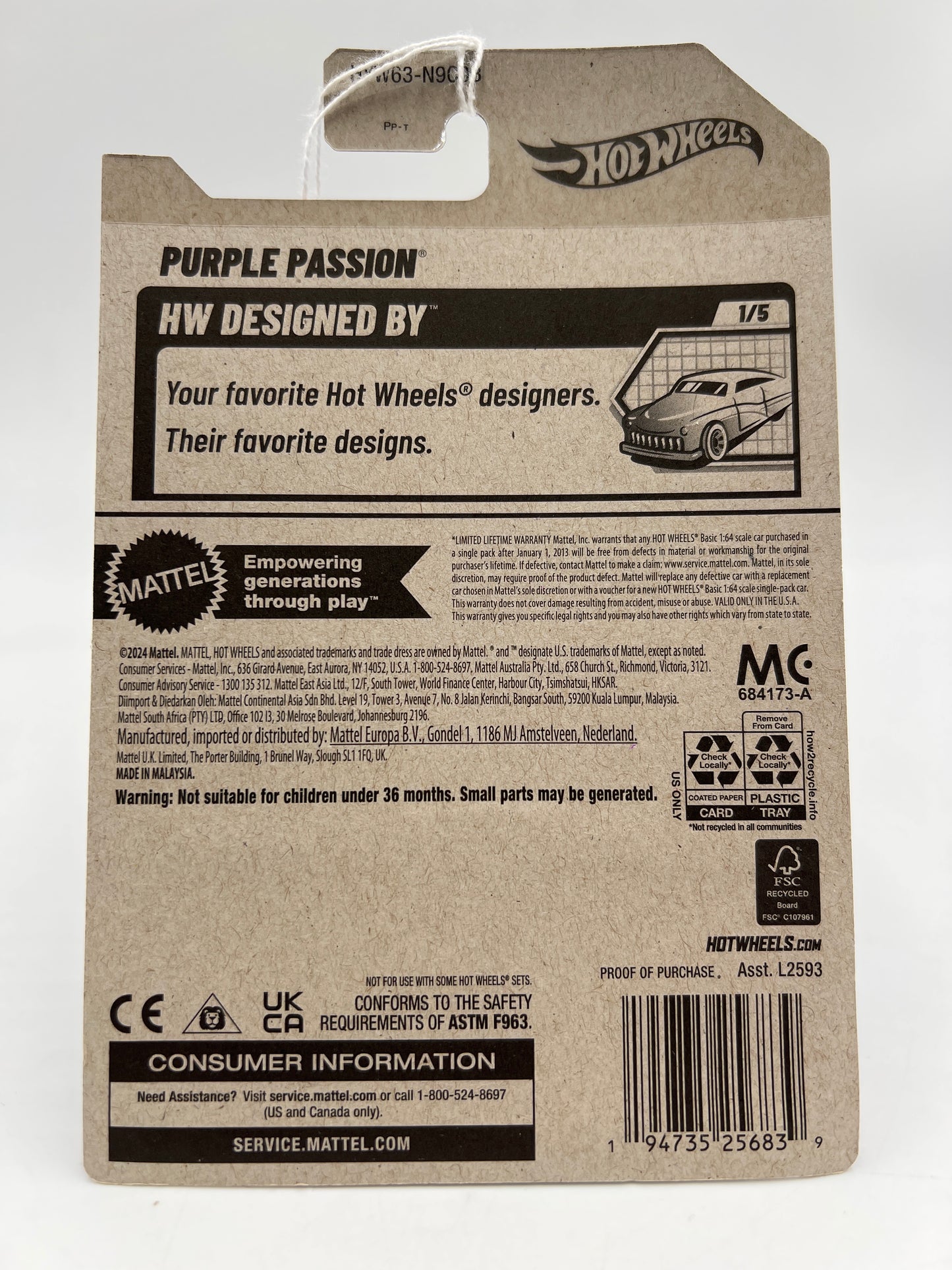 2025 Hot Wheels B Case Designed By #5 Purple Passion Purple 50C