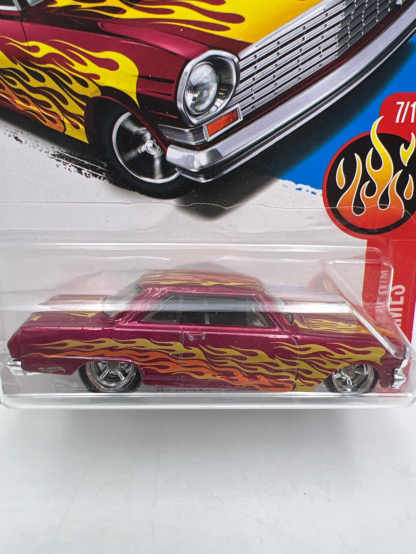 2017 Hot Wheels Super Treasure Hunt 63 Chevy II Pink W/Protector