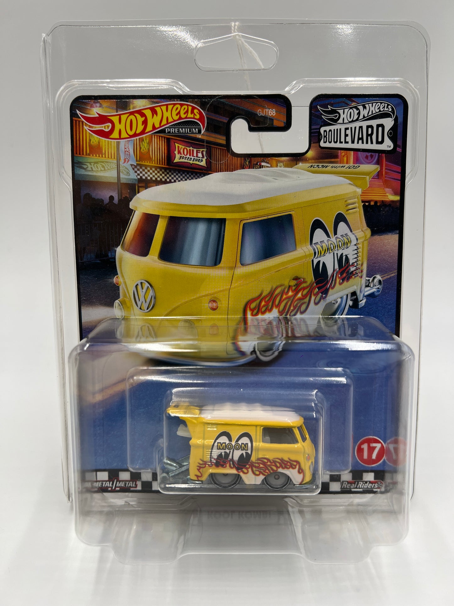 Hot Wheels Premium Boulevard #17 Kool Kombi Yellow Mooneyes W/Protector