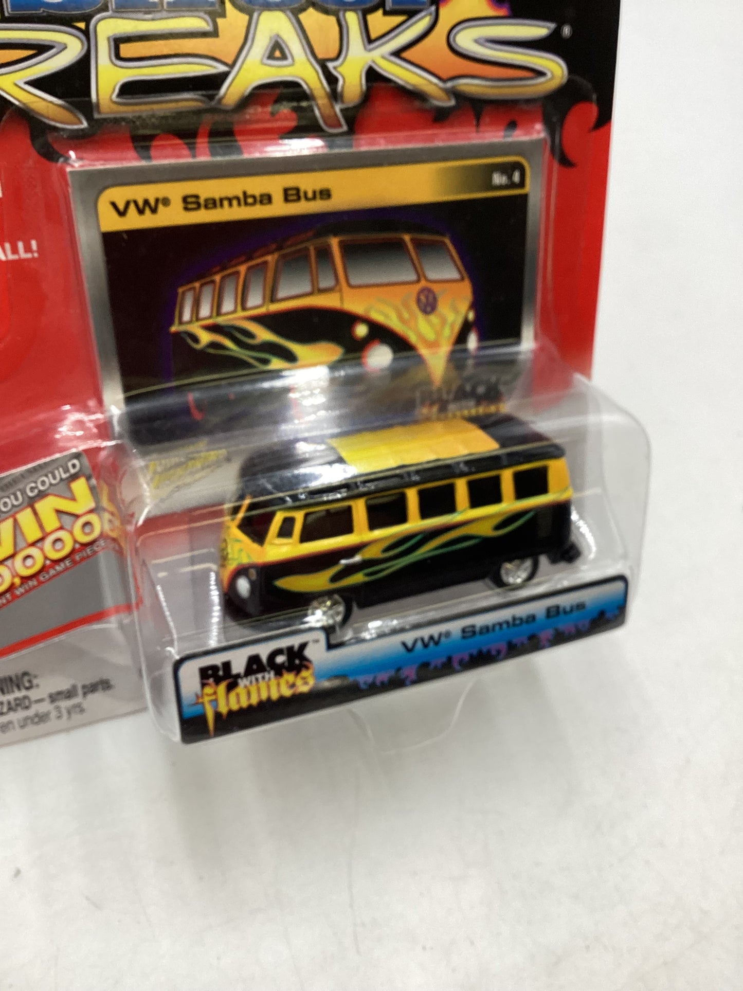 Johnny Lightning Street Freaks Black with Flames #4 Volkswagen Samba Bus Black 220A