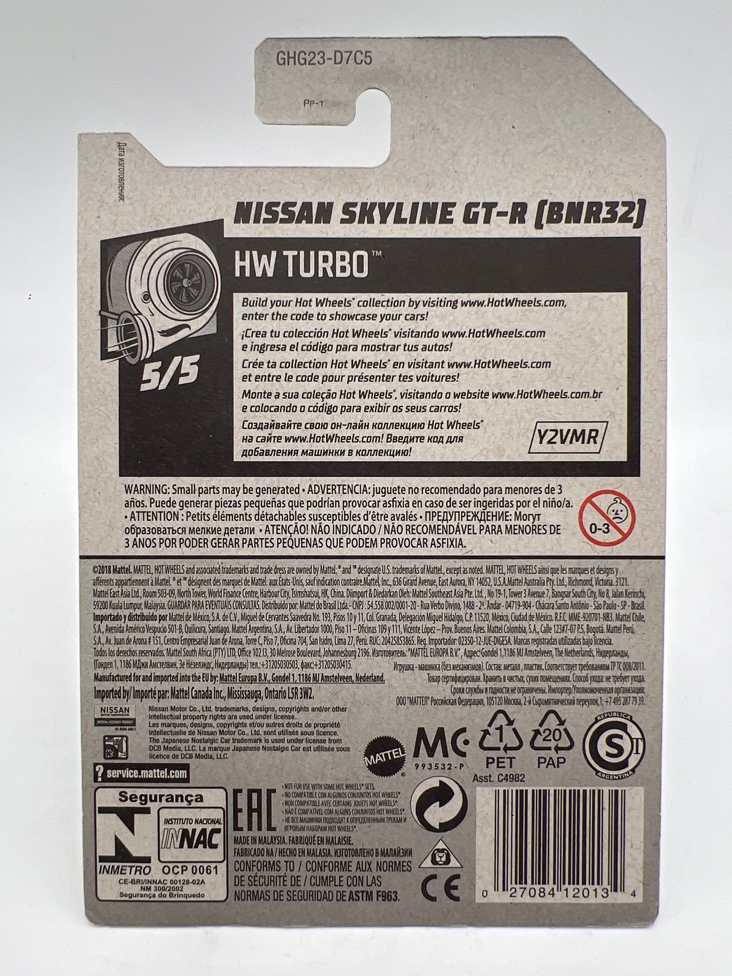 2020 Hot Wheels Super Treasure Hunt #2 Nissan Skyline GT-R BNR32 Gray W/Protector Intl Card