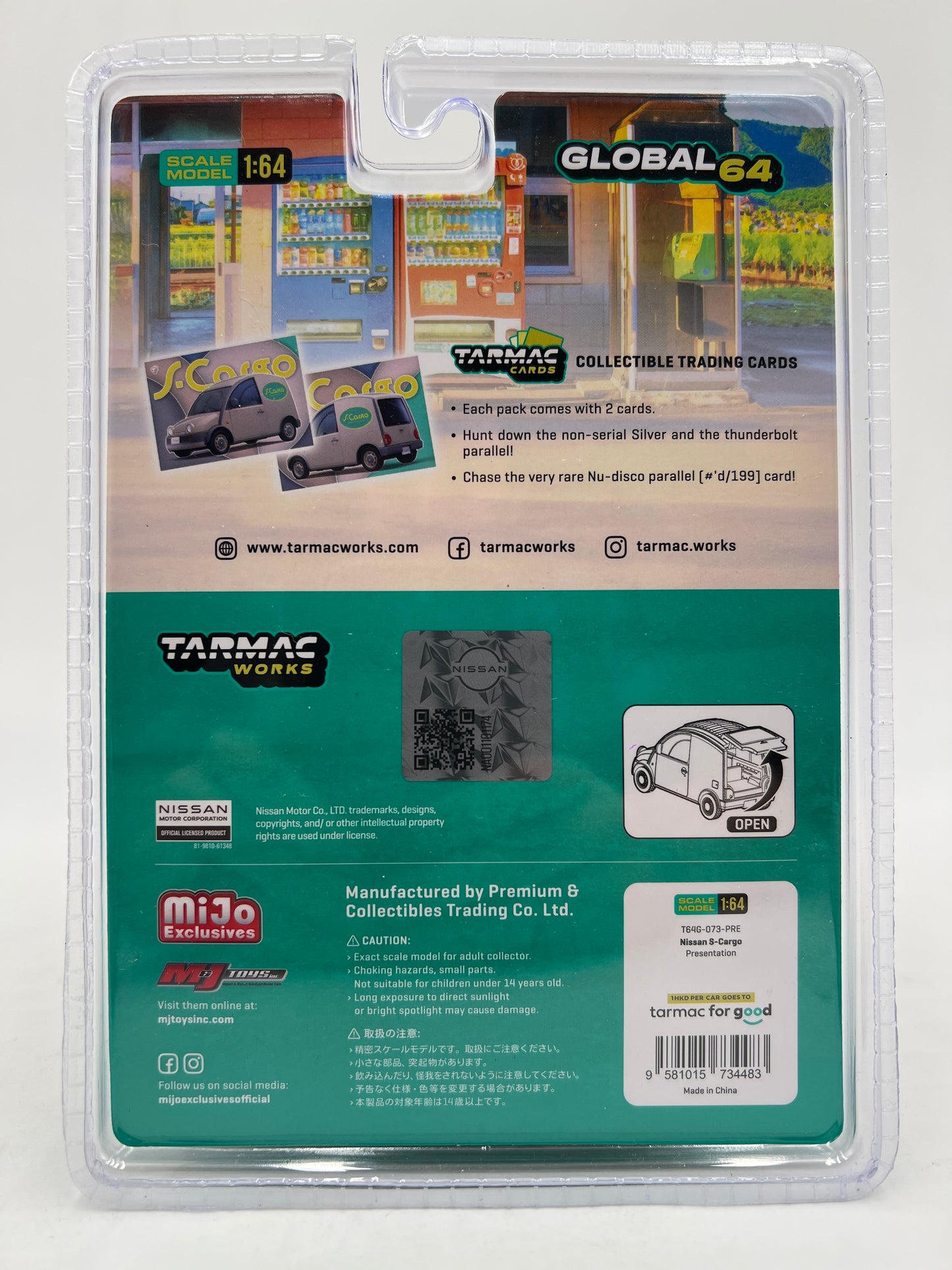 Tarmac Works Mijo Exclusives Nissan S-Cargo Presentation W/Trading Cards #73 239H