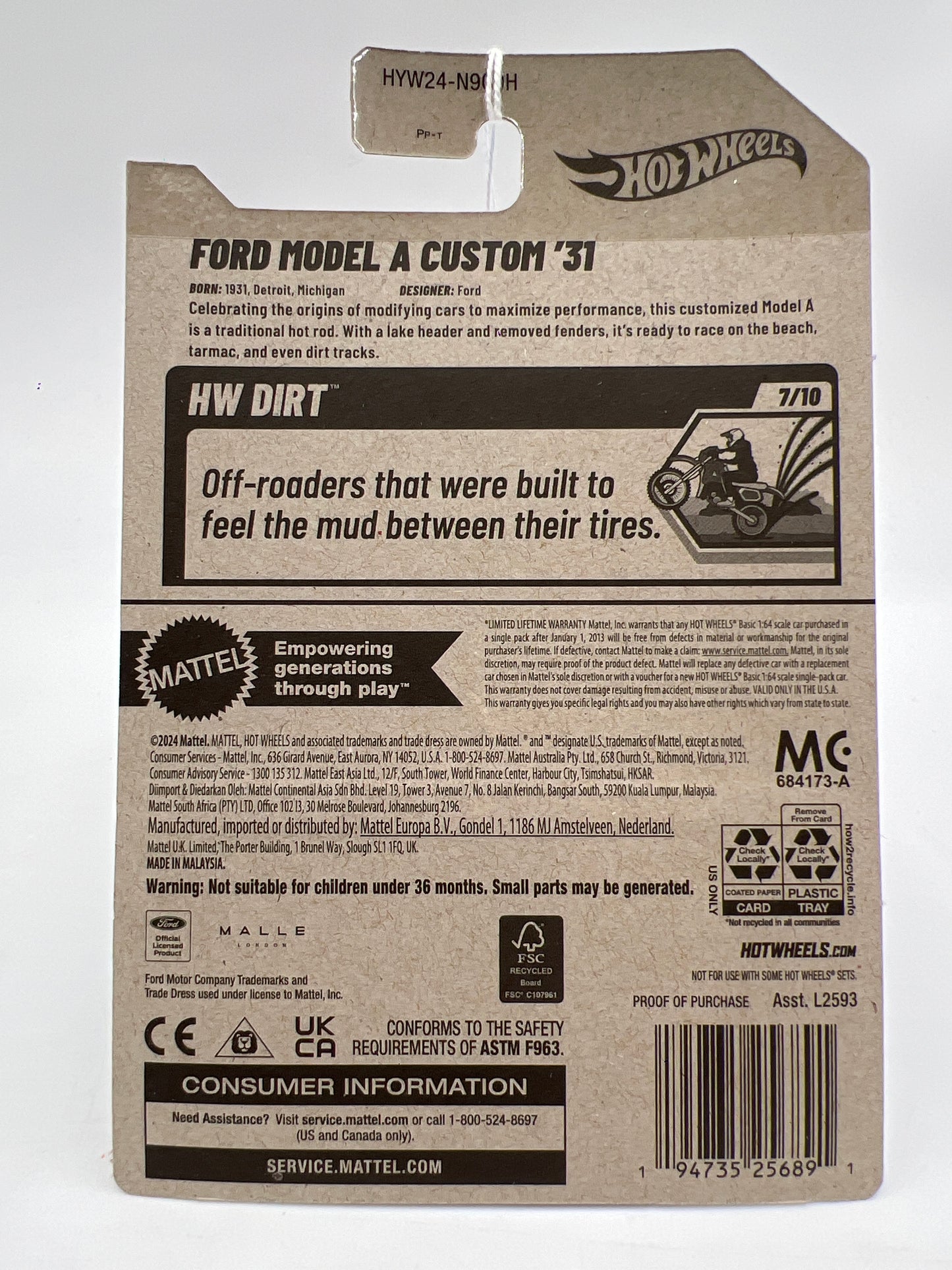 2025 Hot Wheels H Case HW Dirt #140 Ford Model A Custom 31 Red 33D