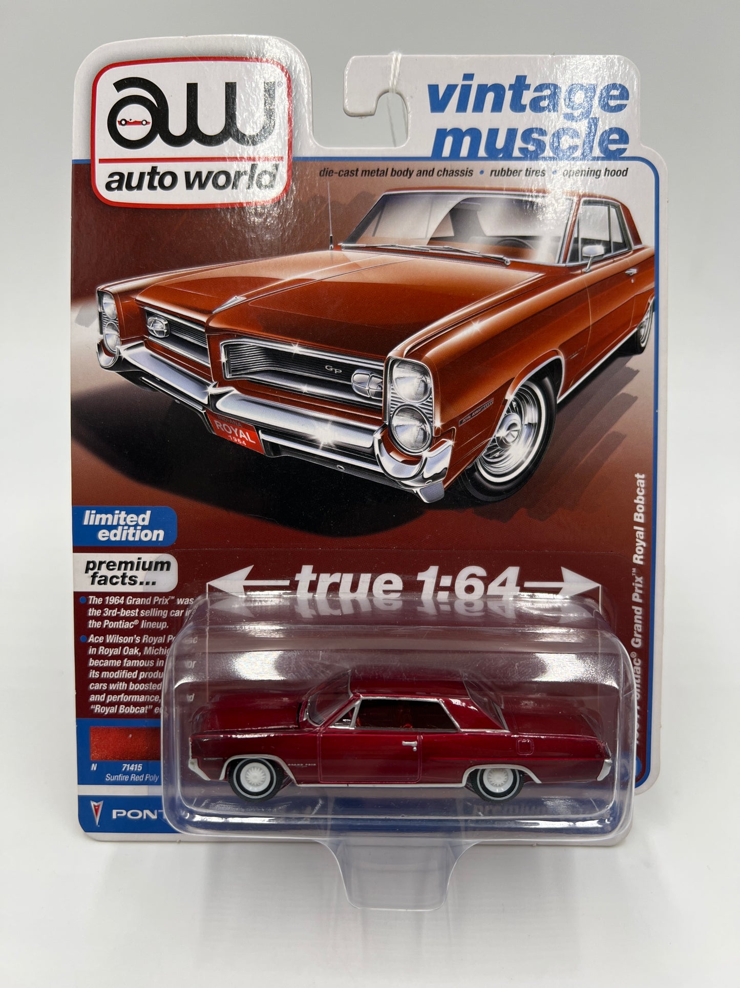 Auto World Ultra Red Chase Vintage Muscle Release 3 Version A 1964 Pontiac Grand Prix Royal Bobcat Red