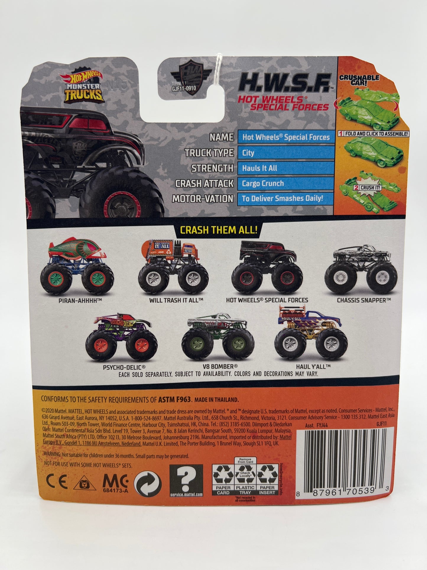 2020 Hot Wheels Monster Trucks Stealth Smashers #63 Hot Wheels Special Forces 130i