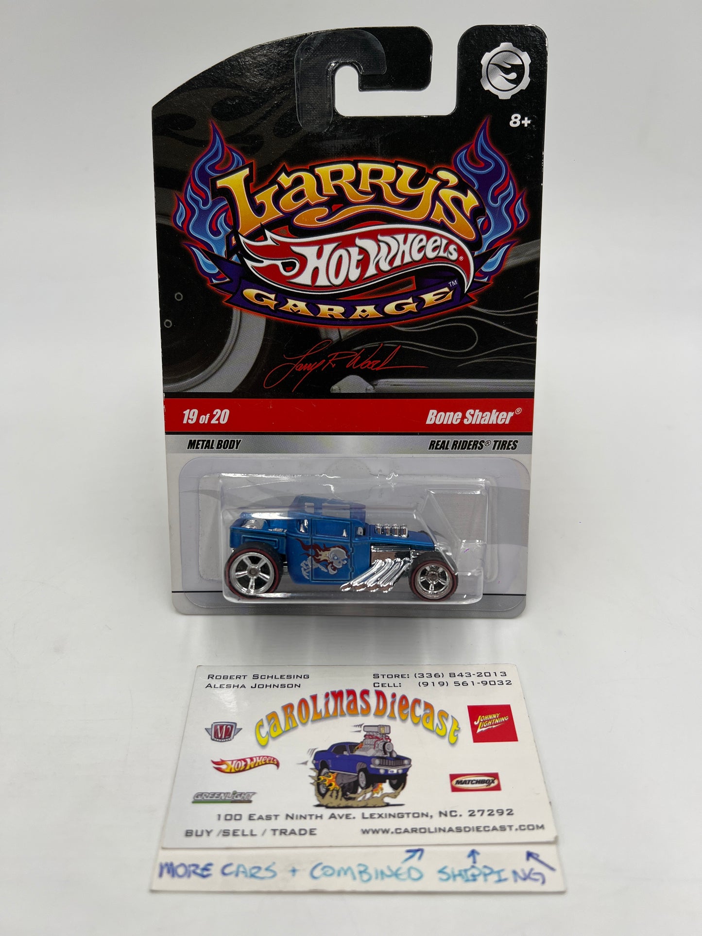 Hot Wheels Premium Larrys Garage #19 Bone Shaker Blue W/Protector