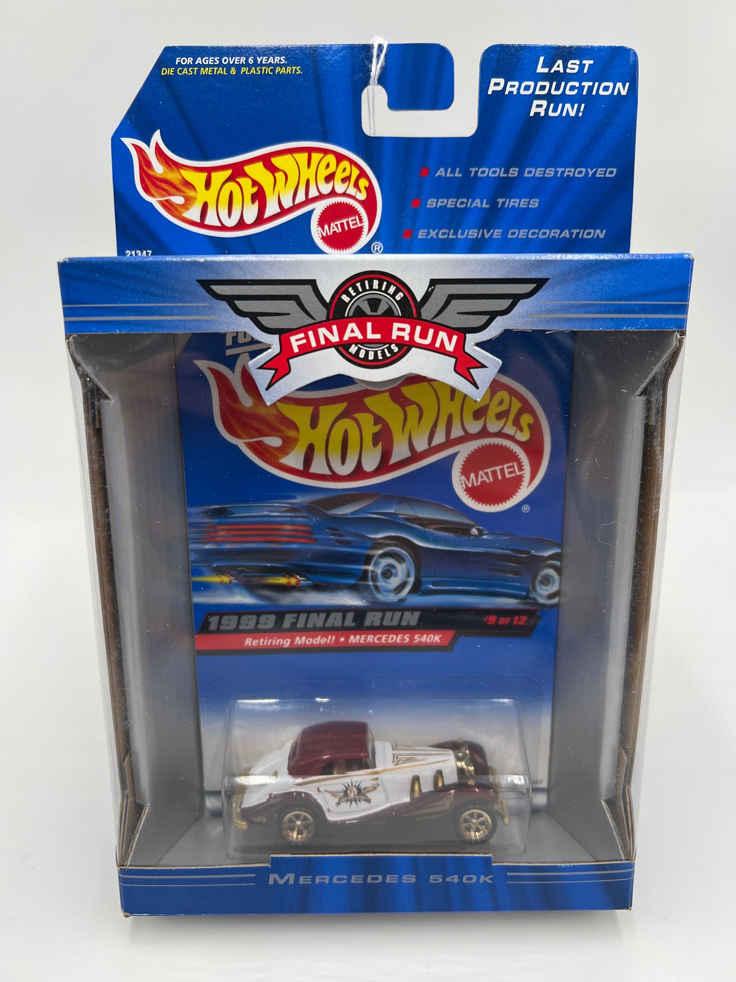 1999 Hot Wheels Final Run #9 Mercedes 540K White/Maroon