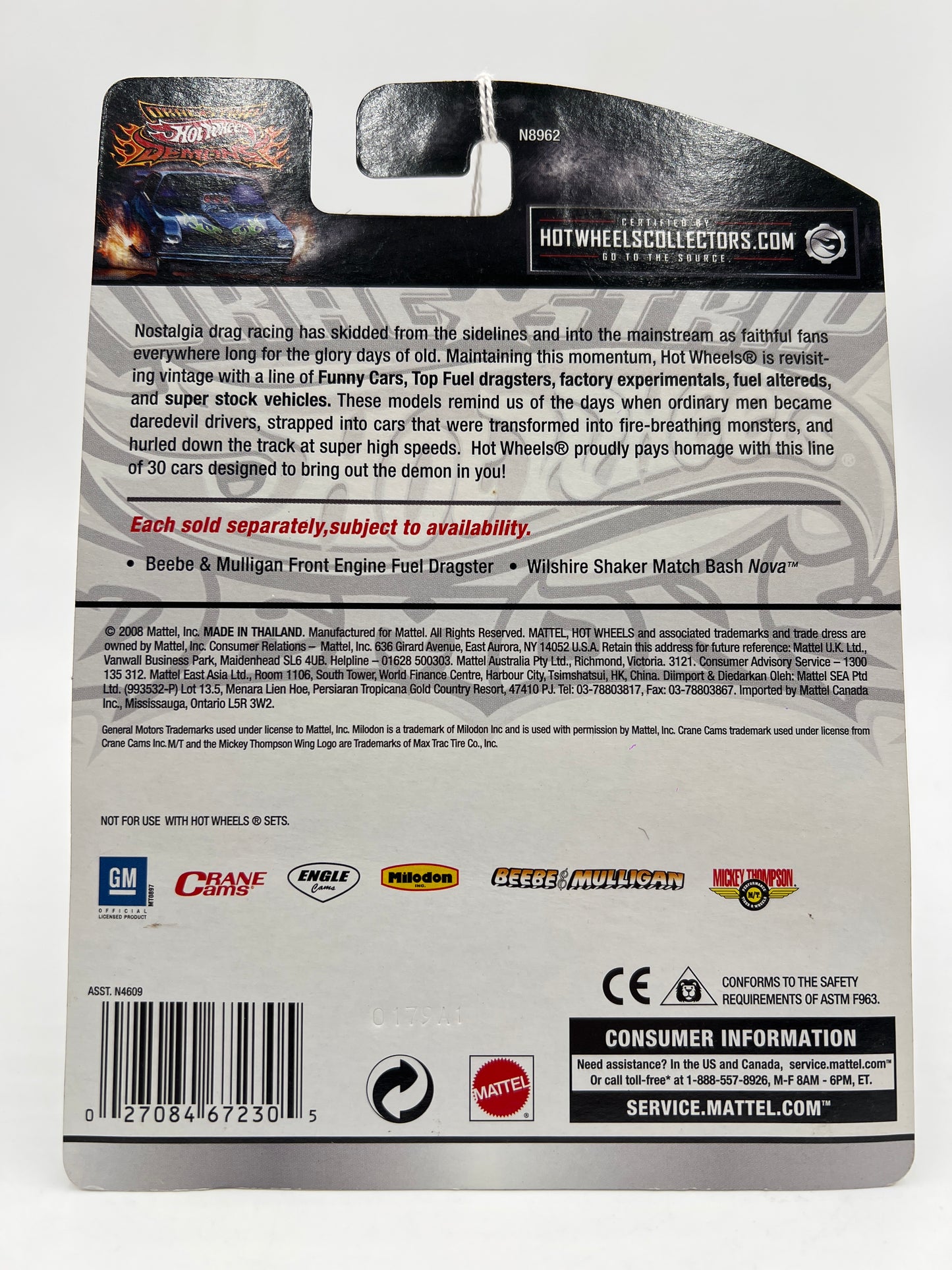 Hot Wheels Premium Drag Strip Demons #12 Beebe & Mulligan Front Engine Fuel Dragster Green