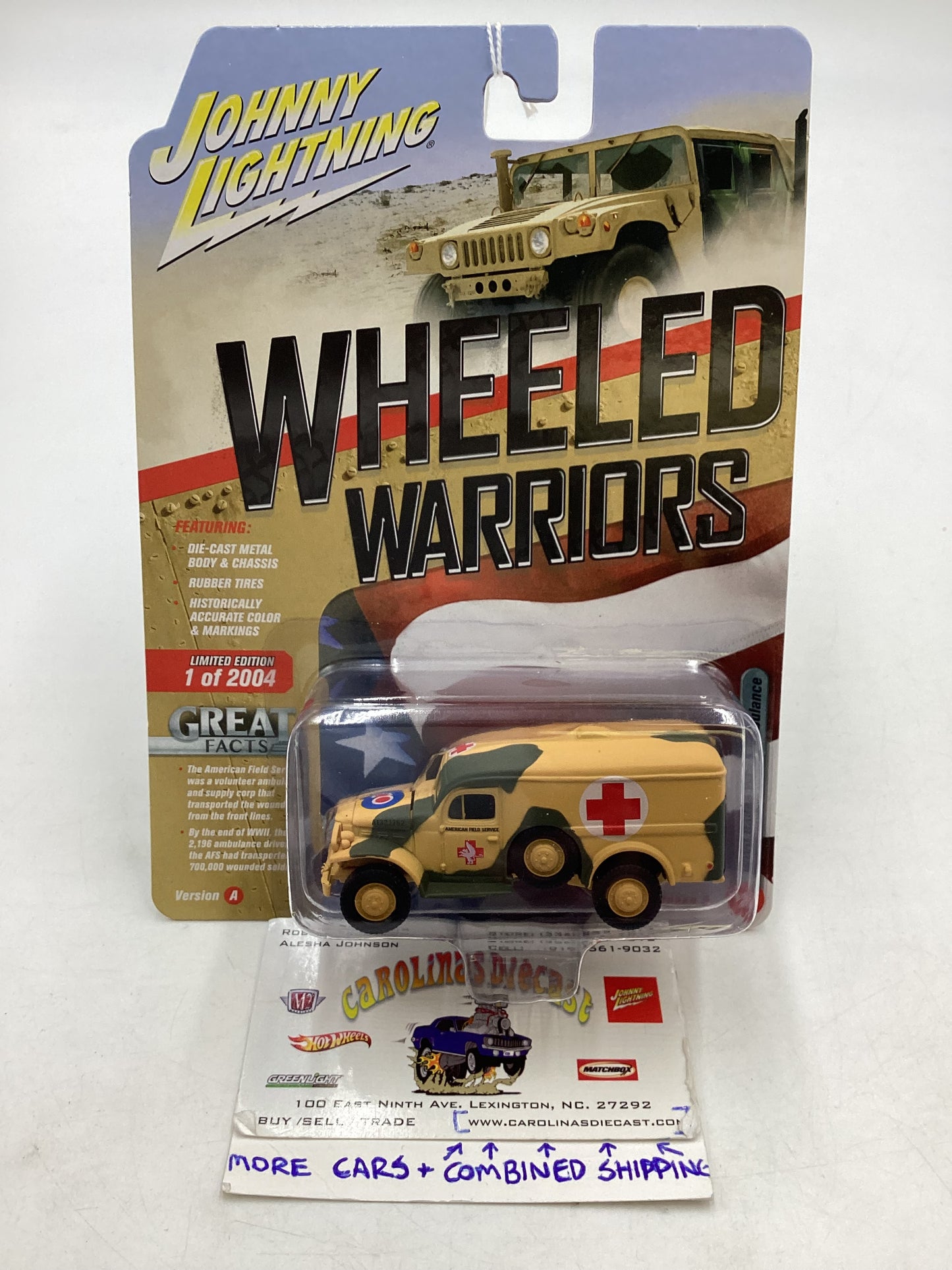 Johnny Lightning Wheeled Warriors WWII Dodge WC54 Ambulance 219B