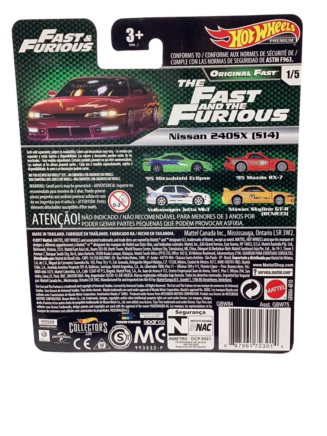 Hot wheels premium fast and furious Original Fast 1/5 Nissan 240SX (S14) with protector