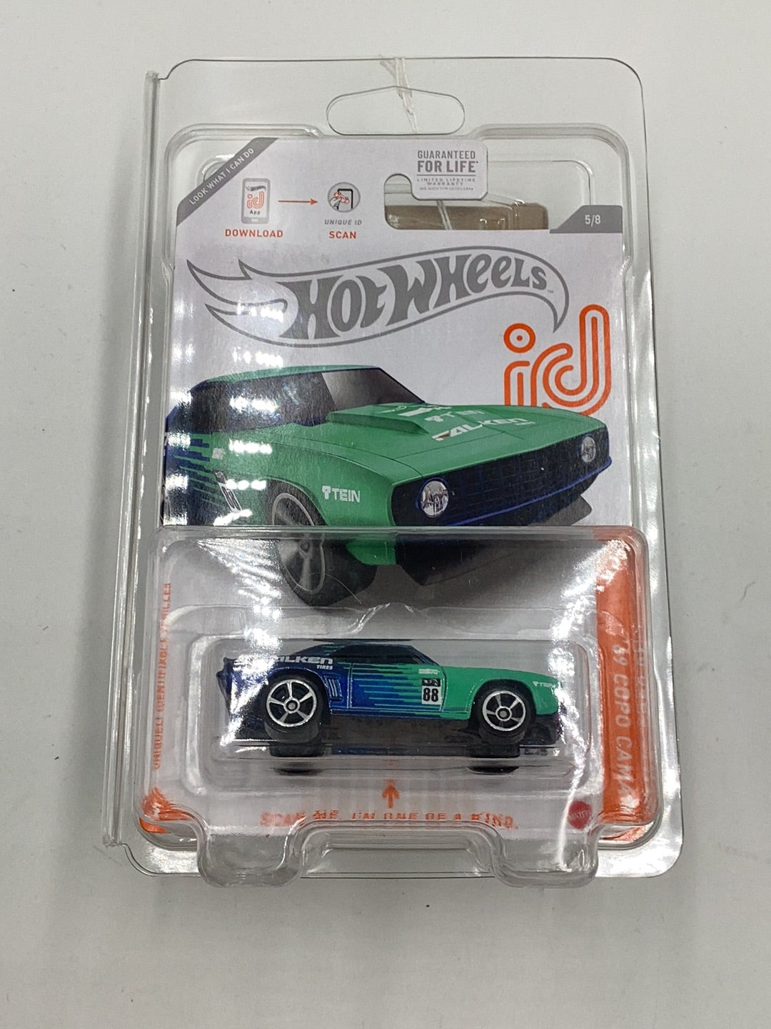 2021 Hot Wheels ID #5 69 Copo Camaro chase Falken 5/8 with protector