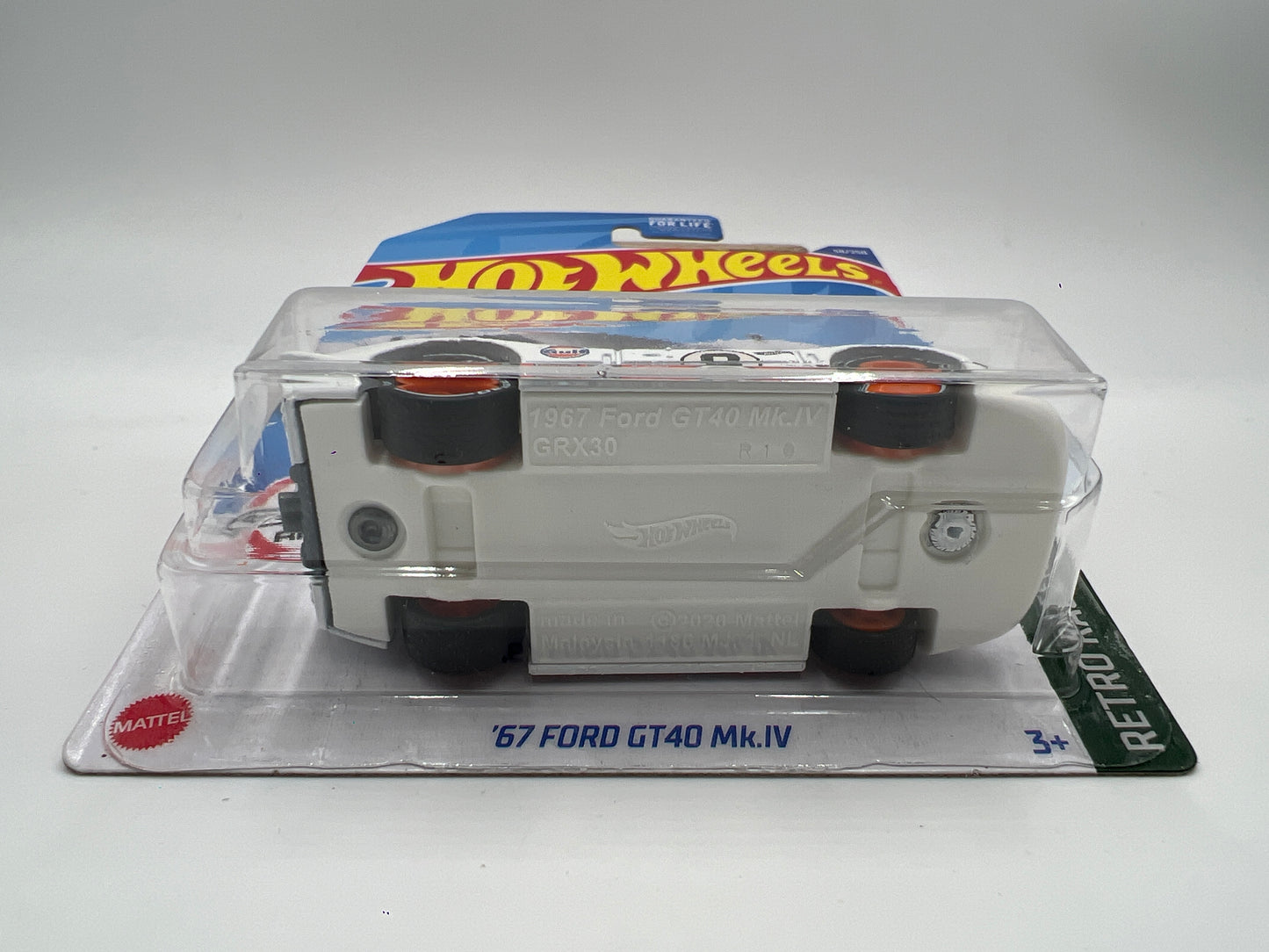 Hot Wheels 67 Ford GT40 Mk.IV White Gulf Wheel Swap Custom On Card W/Protector SR